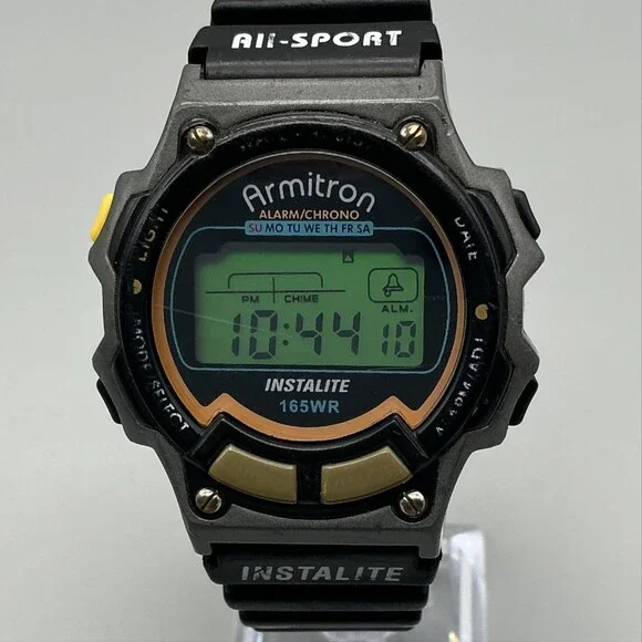 Armitron All-Sport Instalite Mens Watch 40mm Green Digital Alarm 40/6595