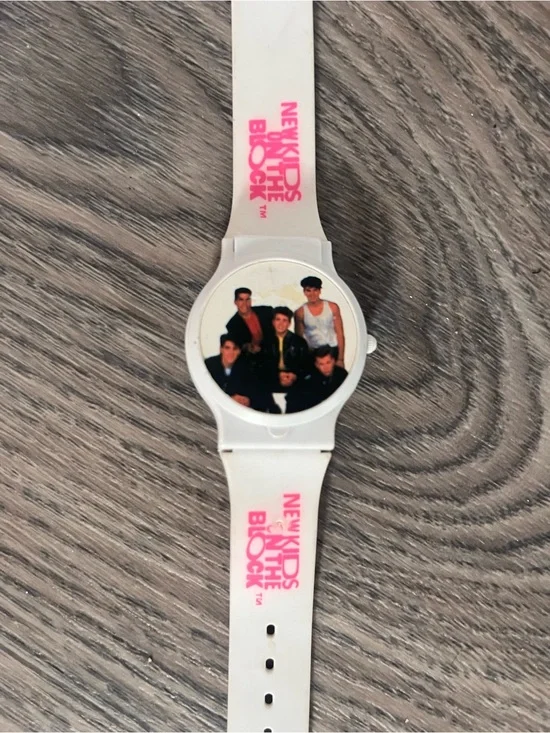 New Kids on the Block White Pink Logo Wristwatch