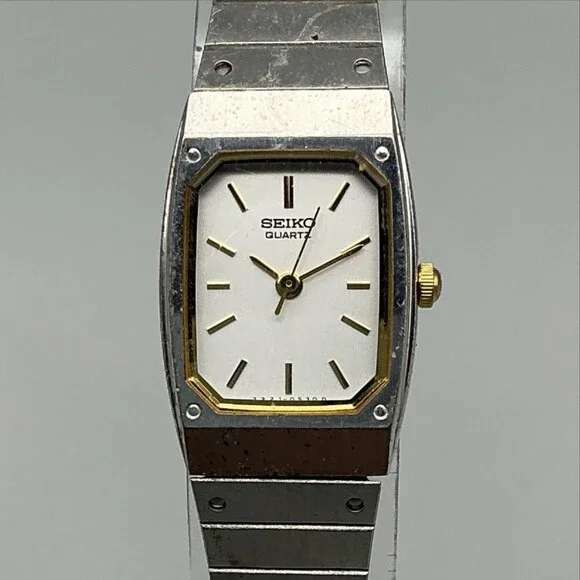 Vintage Seiko Womens Watch 17mm Two Tone Octagon Adjustable Band 7321-5260