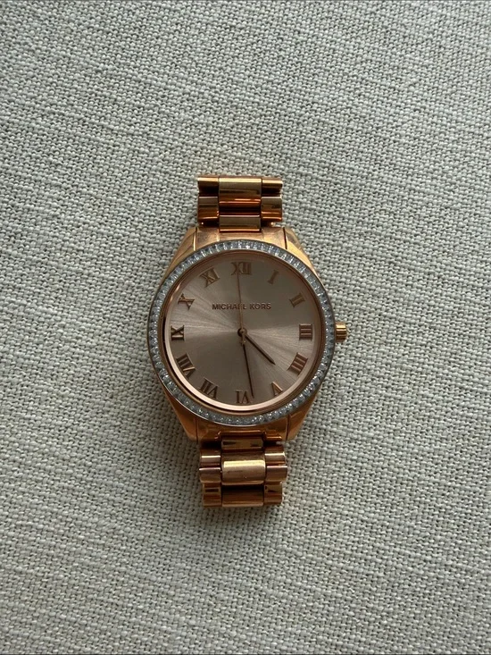 Michael Kors Rose Gold-tone Crystal Bezel Bracelet Watch