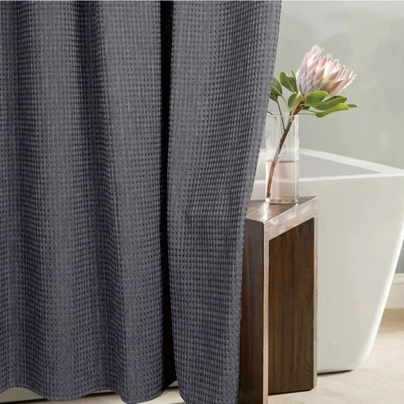 Charcoal Waffle Texture Shower Curtain - Home Bath