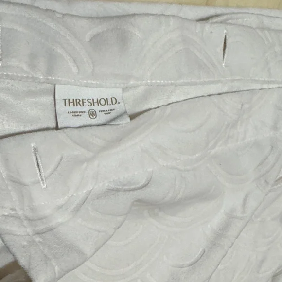 Threshold Cream Velvet Textured Scallop Standard Ivory Soft Shower Curtain