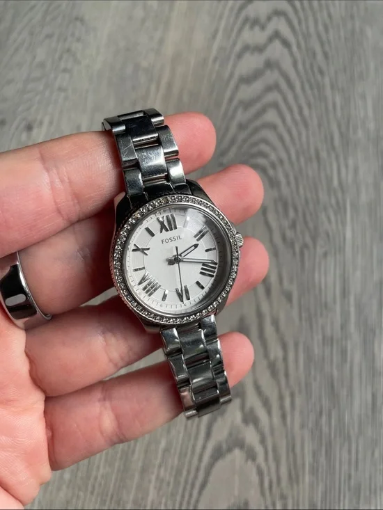Fossil Silver Crystal Bezel Women's Bracelet Watch