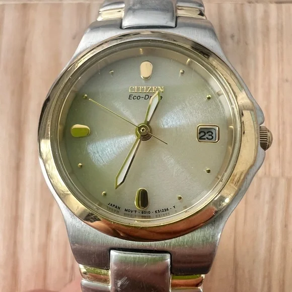 Citizen eco-drive ladies round two-tone bracelet solar dress watch