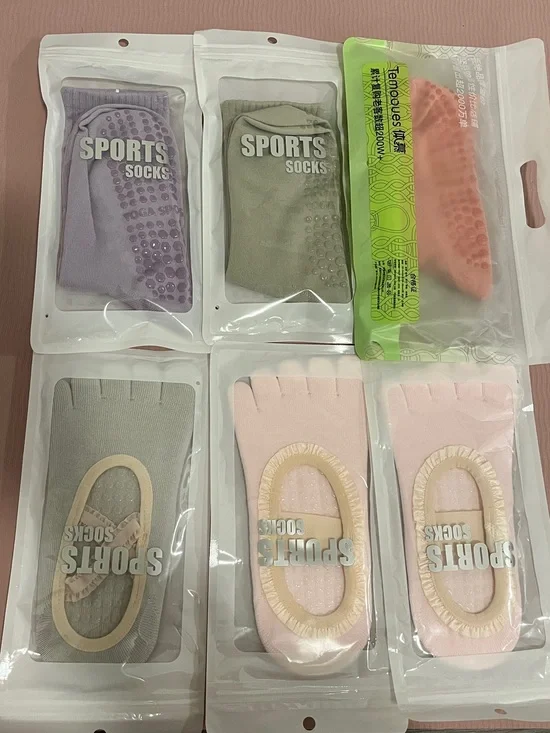 SPORTS PilateSocks Non-Slip Five-Toe Low-Cut Socks - Pink, Gray, Lavender, Green