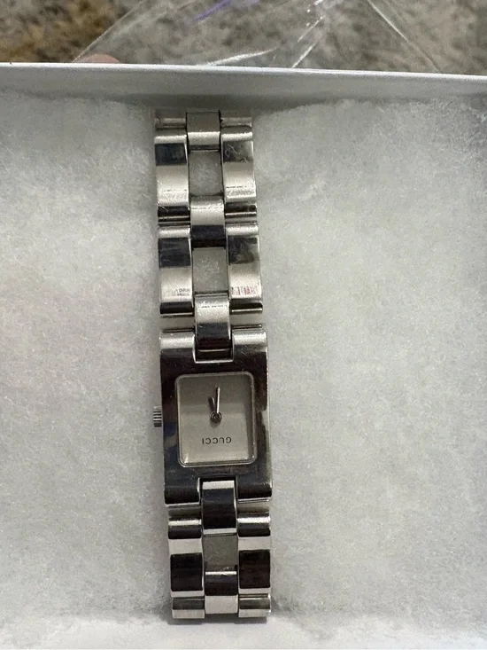 Gucci Silver Link Bracelet Watch with Square Dial