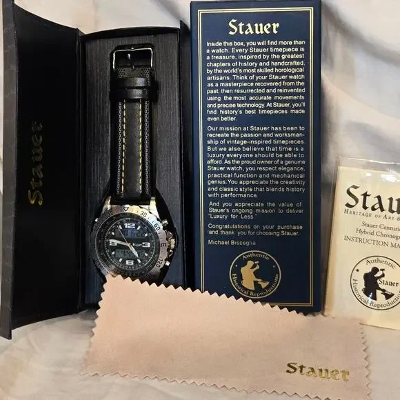 Stauer Centurion Hybrid Chronograph Watch 3ATM 20409 New Battery *read*