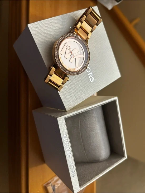 Michael Kors Rose Gold Tone Crystal Accent Women's Bracelet Watch