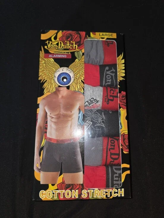 Von Dutch SEALED! NIB! 6-Pack Multicolor Special Boxer Briefs. Sz Lg. R2S!