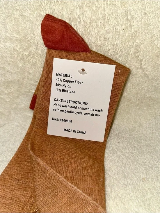 Copper Support Zip Socks Wide Calf Compression Open Toe Brown NIP 80 Chars Max