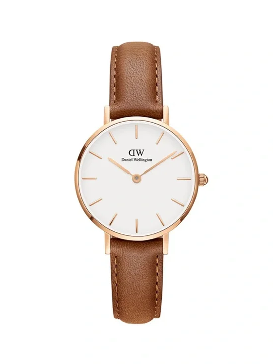 Daniel Wellington Brown Leather Strap Watch with Rose Gold Case