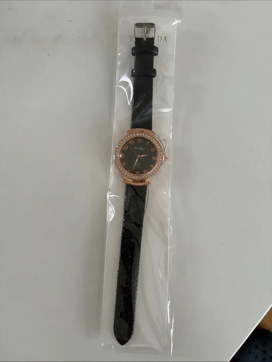 Black and Rose Gold Ladies Strap Watch by