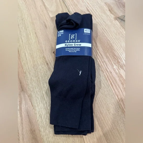 NWT George Nylon Crew Toe Seam Men’s Socks Size 6-12‎ 3 Pairs Blue