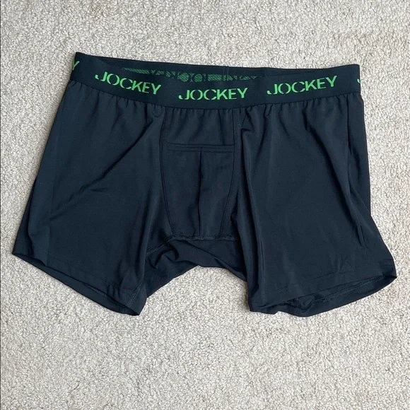 NWOT Jockey Black Boxer Briefs with Green Details
