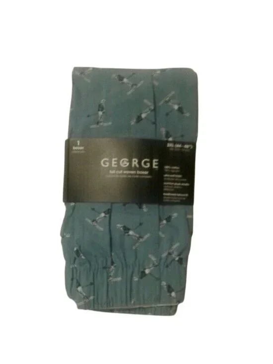 George Mens S Full-Cut Woven Boxers Ski Print 28-30