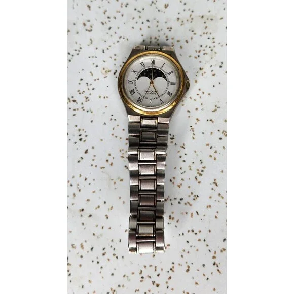 Vintage Pierre Cardin Moon Phase Calendar Quartz Wrist Watch *No Battery*