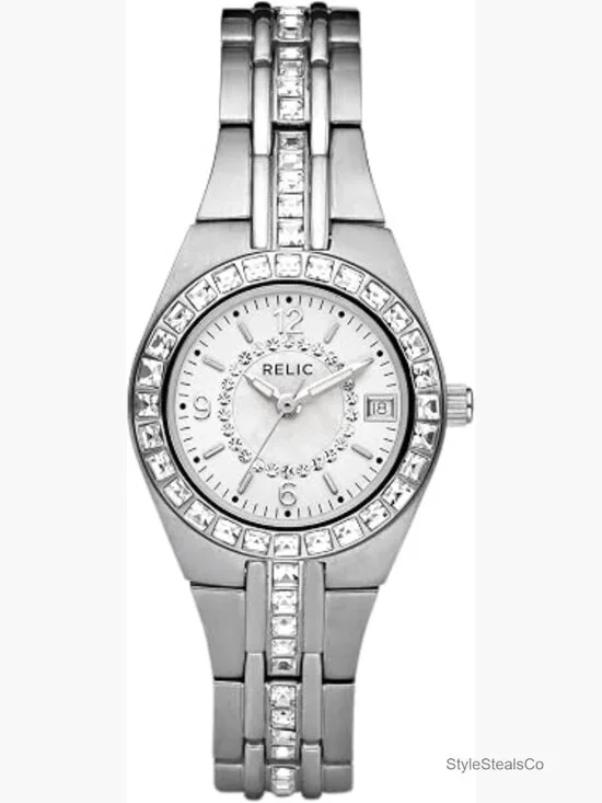 Women's Stainless Steel Wrist Watch with Crystals Quartz Movement