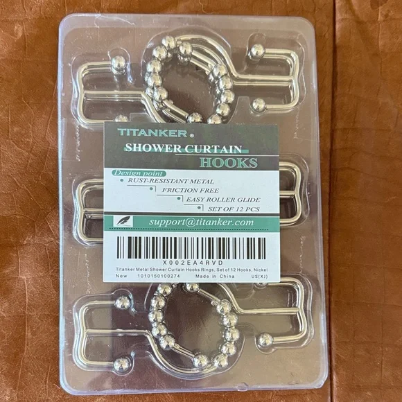 TitanKer Silver Shower Curtain Hooks