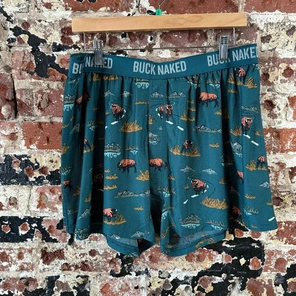 Duluth trading Go Buck Naked Grazing Bison Buffalo Mens XL Boxer Briefs