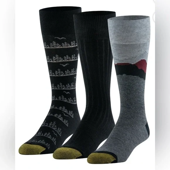 GoldToe Edition Mens Blueridge Crew Socks Assorted, 3 Pack