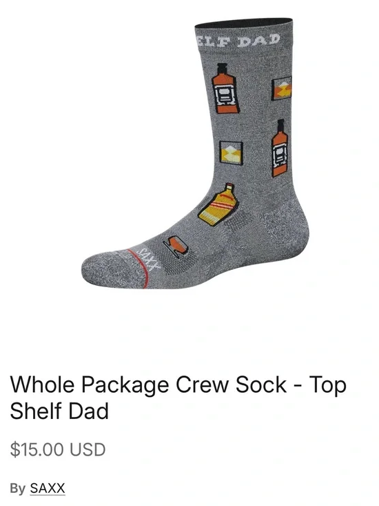 💫 *free w/ purchase* Saxx Top Shelf Dad Grey Crew Socks