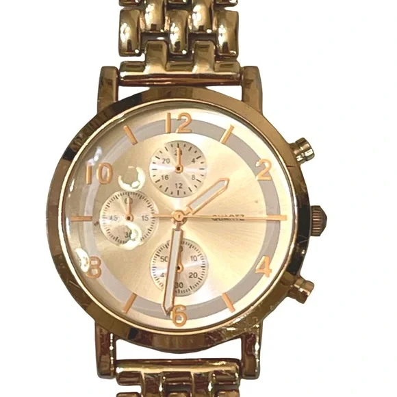 Aeropostale Rose Gold-Tone Faux Chronograph Watch