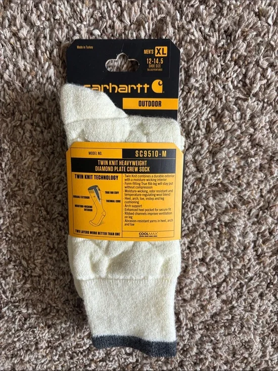 Carhartt White Outdoor Twin Knit Heavyweight Crew Socks