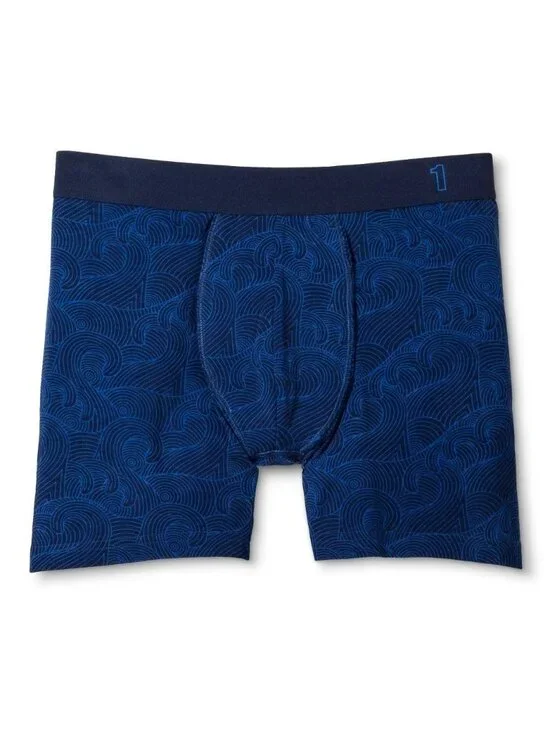 1 Basics Made Simple S Size Small Mens 1 Pack Boxer Briefs Indigo Waves Blue NEW