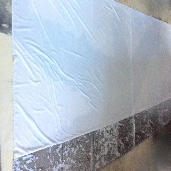 Extra-Wide White Shower Curtain with silver Sequins