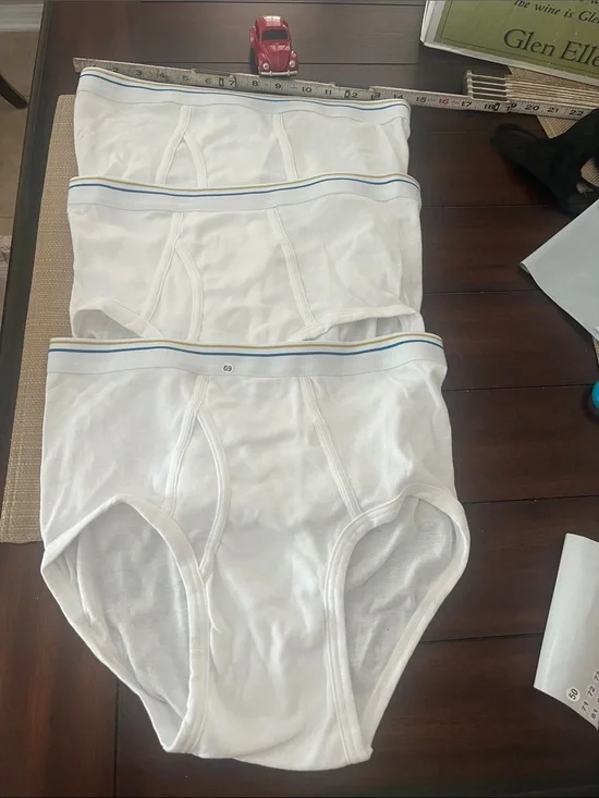 Bundle 69. Stafford White Men’s Briefs with Blue-Trim Waistband - Pack of 3