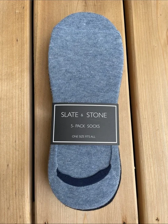 Slate & Stone No-Show Socks in Heather Gray with Navy Accent