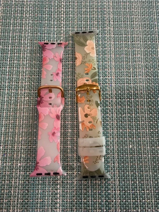 Floral Silicone Apple Watch Bands - Pink & Sage