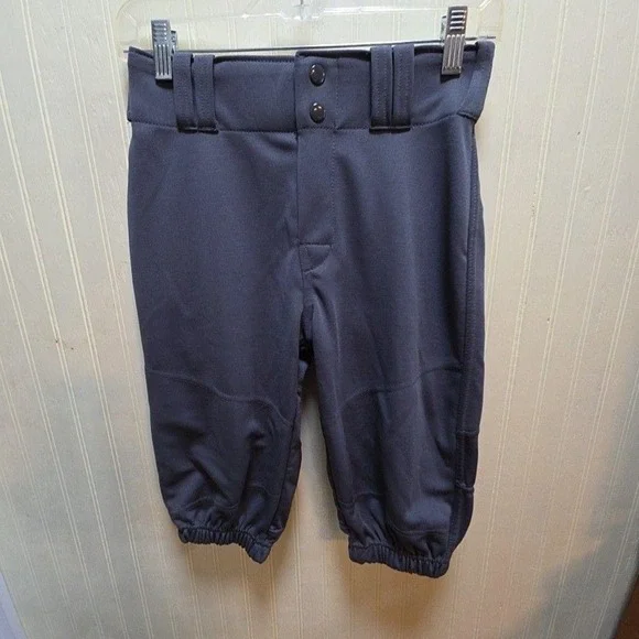 Alleson Athletic Pants Youth Medium Gray Baseball Ankle Elastic Cuff Polyester