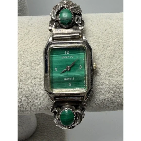 Navajo Malachite New Battery Sterling Silver 925 Watch Tips‎ 20MM 6