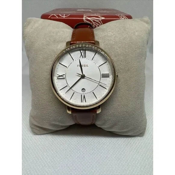 Fossil Jacqueline ES4352 Men Brown Leather Strap Analog Dial Quartz Watch YAY54