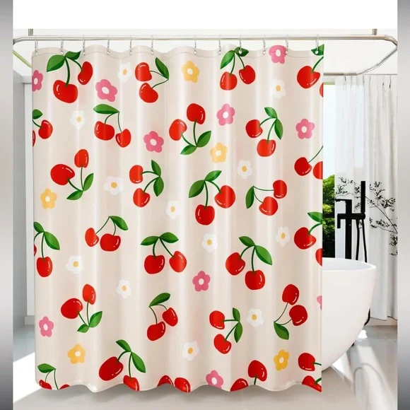 Cherry Fabric Shower Curtain