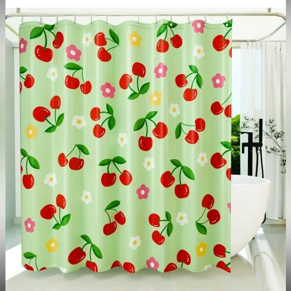 Cherry Fabric Shower Curtain