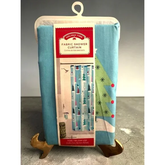 Fabric Christmas Shower Curtain 72x72 in