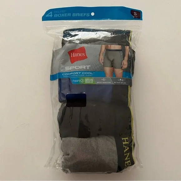 Hanes 4 pack Sport Comfort Control Boxer Briefs Size Small