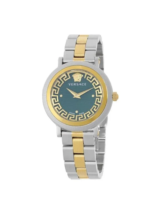 NWT Versace Greca Flourish Quartz Green Dial Ladies Watch