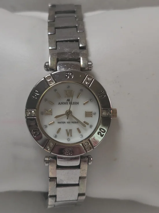 Anne Klein Silver-Tone Women's Bracelet Watch -mother Of Pearl  Dial