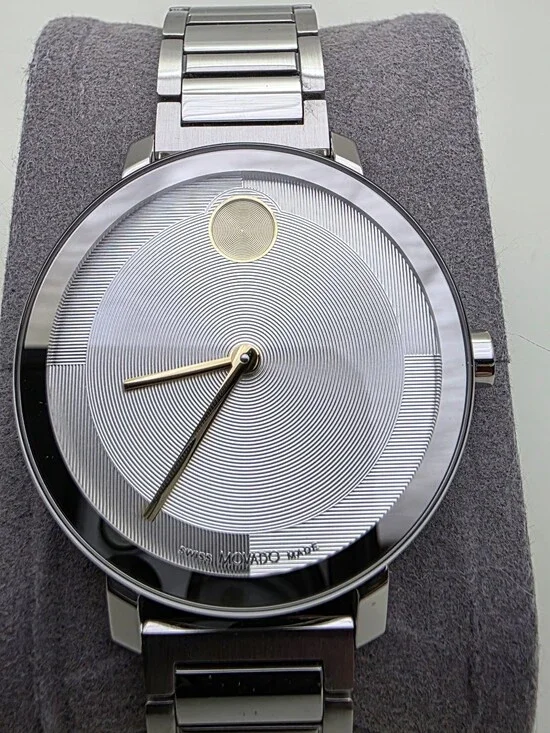 Movado Museum Classic Stainless Steel Watch - Silver with Gold Accents 34mm