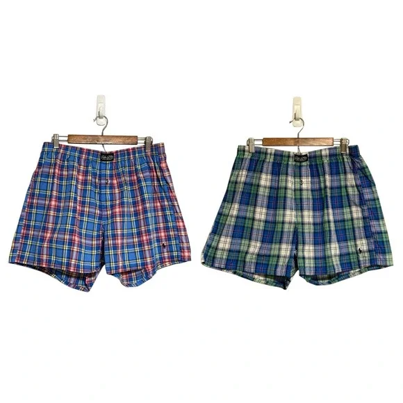 Polo Ralph Lauren Cotton Classic Fit Boxer Shorts (2 Pairs) Plaid Woven Mens XL