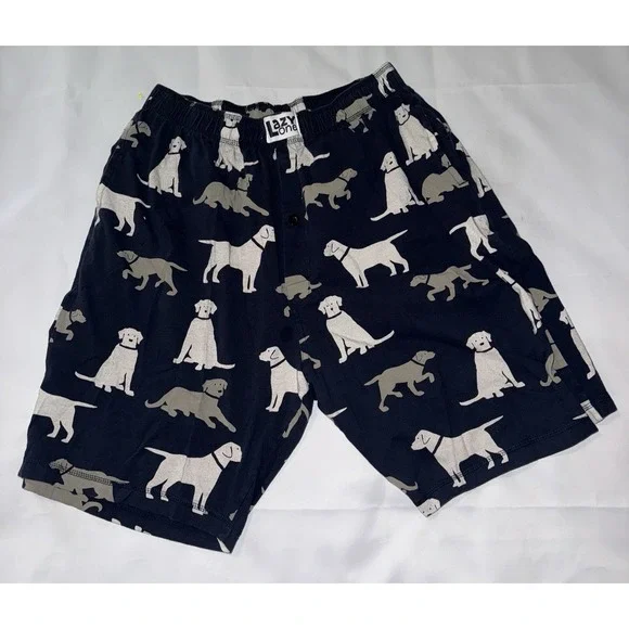 Lazy One Dog  Pajama Shorts Boxers Cotton Loungewear Size L‎