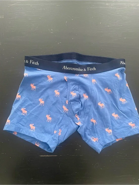 Abercrombie & Fitch Blue Boxer Briefs with Pink Moose Print