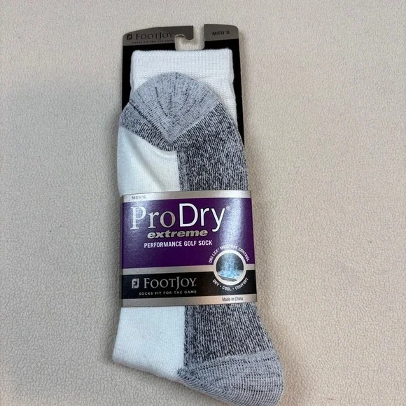 FootJoy ProDry Extreme Mens Crew Golf Socks Size 7-12‎ White Casual Activewear