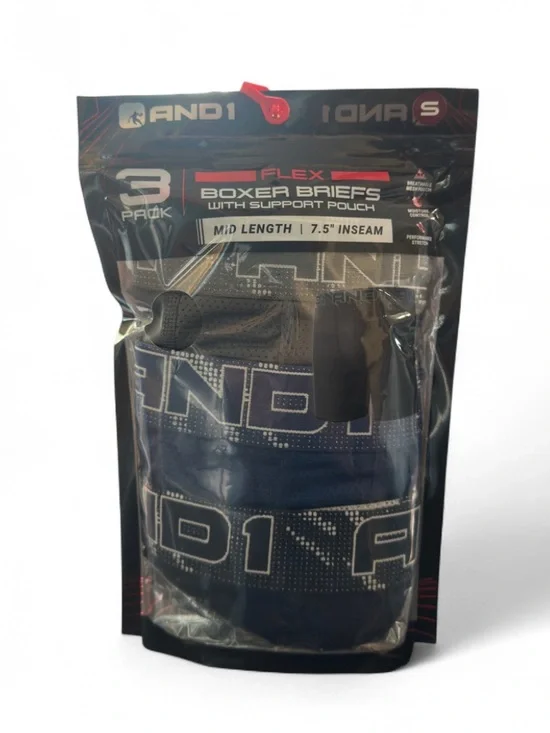 And1 3-Pack Boxer Briefs w/ Support Pouch 7.5” Inseam Size Small (Waist 28-30”)