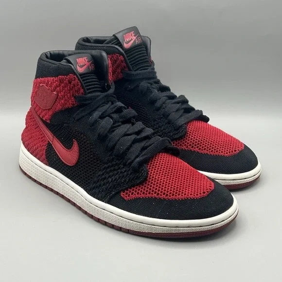 2017 Nike Air Jordan 1 Retro High OG Flyknit Bred Red Black - Men's‎ Size 7 USED