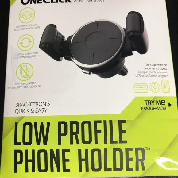 Bracketron - OneClick Clamp Vent Mount for Most Smartphones - Black