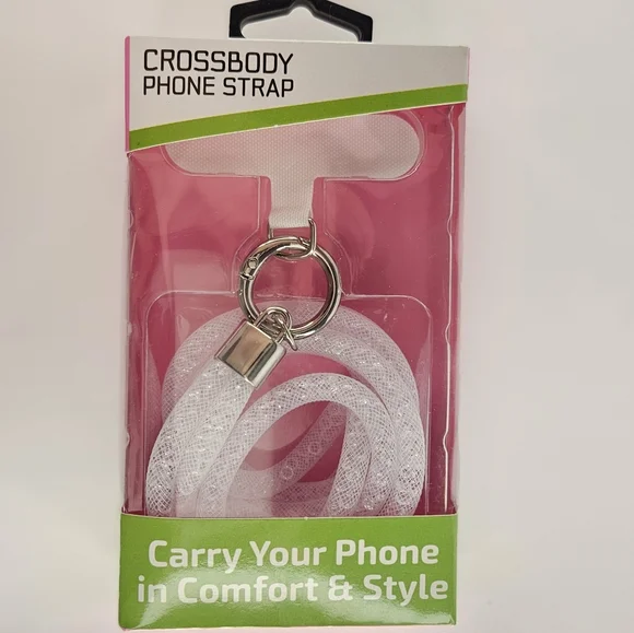 Sparkly Glitz And Glam Crossbody Phone Strap - White